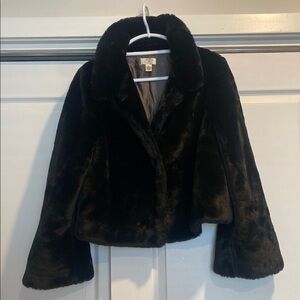 LOFT Black Faux Fur Jacket